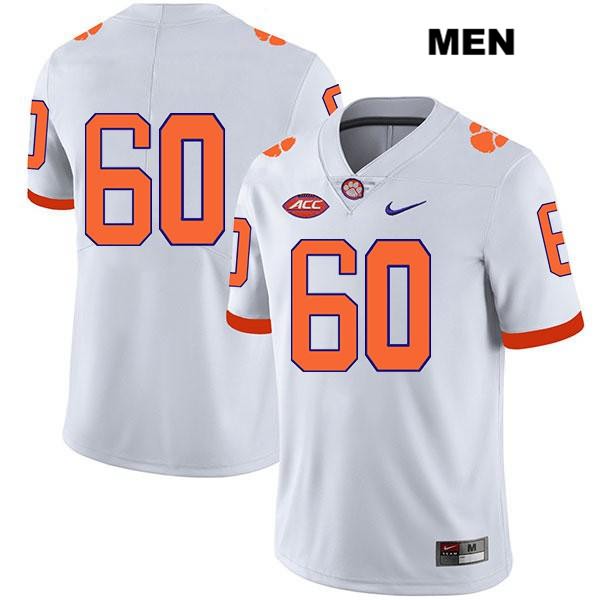 Men's Clemson Tigers #60 Mac Cranford Stitched White Legend Authentic Nike No Name NCAA College Football Jersey LDJ2246UO